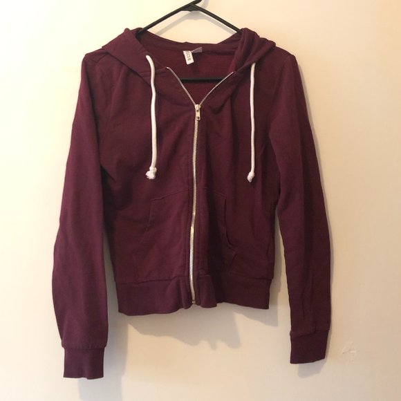 maroon zip up sweater